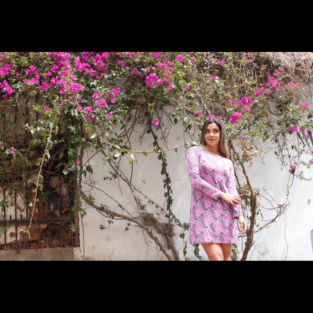 Graphic purple print dress